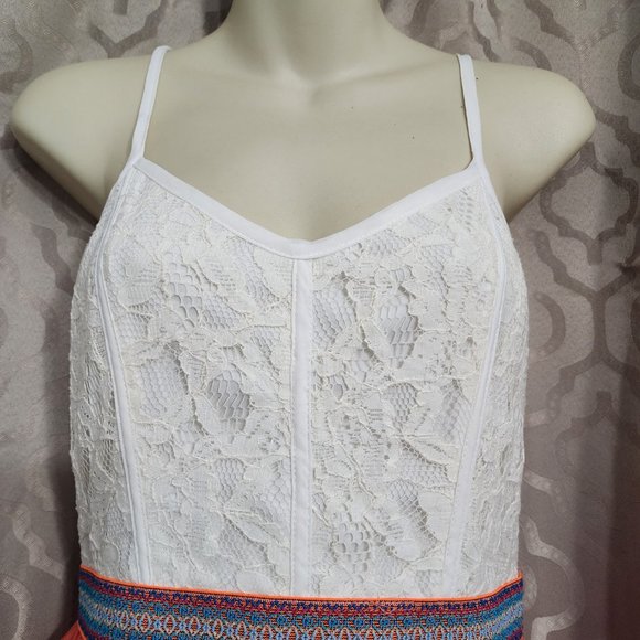 Speechless Orange and white lace Embroidered Spaghetti Strap Tank Midi Dress - Picture 2 of 9